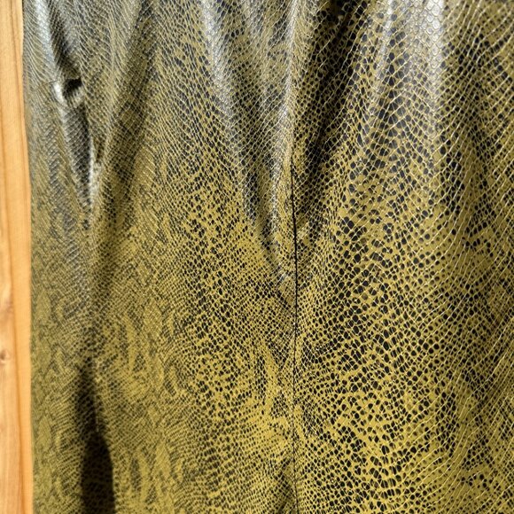 Vintage 90s Vision Apparel Green Snake Print Pleather Sleeveless Sheath Dress - Picture 7 of 11